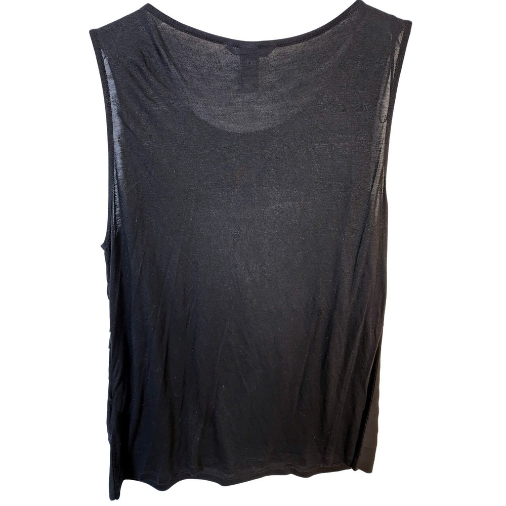 HM‎ Womens Black Tiered Ruffle Tank Top Sleeveless Scoop Neck Size Large L - Picture 2 of 5